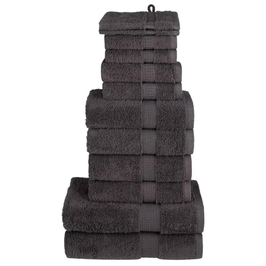 vidaXL 12-teiliges Premium-Handtuch-Set aus 100% Baumwolle in Anthrazit mit 600 g/m2 - Bild 2
