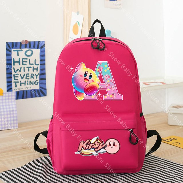 Bandai Kirby Letter Schultasche für Teenager und Erwachsene, Kawaii Cartoon Rucksack in Pink, H x B: 40 x 12 cm - Bild 1
