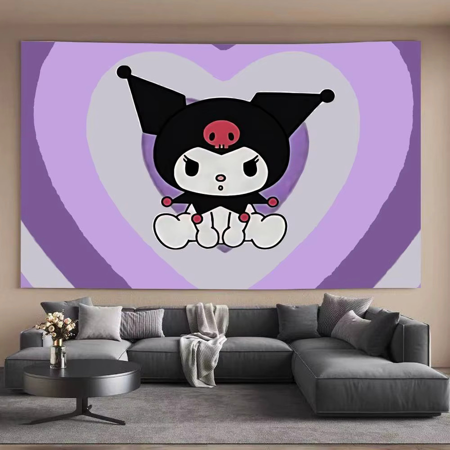Mesuca Wandteppich Kuromi Design in Lila, moderner Textil-Wandbehang mit Fotodruck, rechteckig - Bild 5