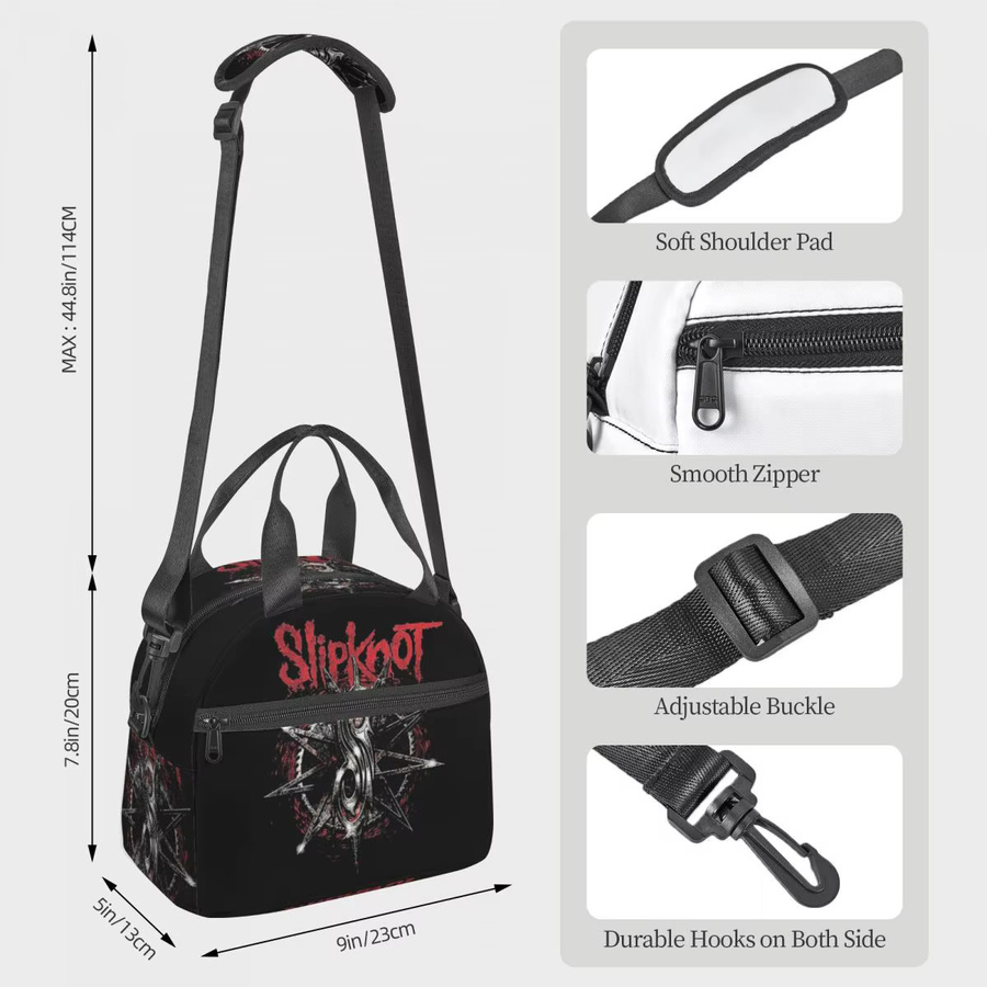S-Slipknots Heavy Mental Music Isolierte Lunchtasche, auslaufsichere Thermo-Lunchbox in Schwarz - Bild 3