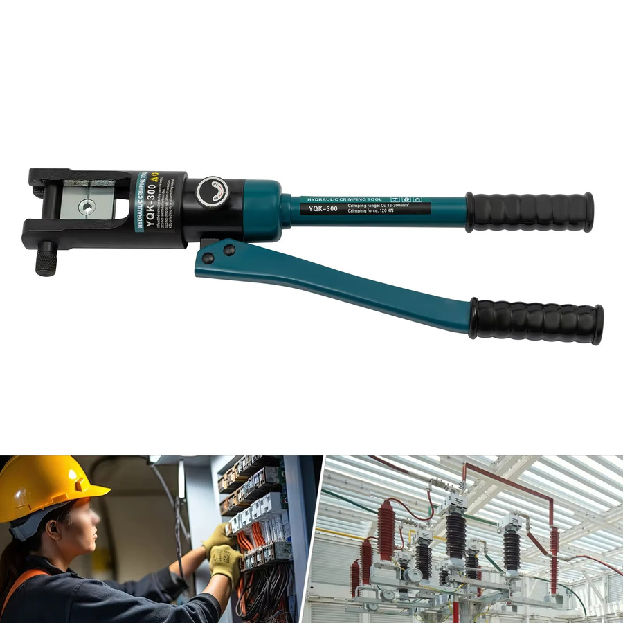 CNCEST Manuelles Hochdruck-Hydraulik-Kabelwerkzeug-Set mit 120KN Hydraulischer Crimpzange und Presszange in Grün und Blau - Bild 3