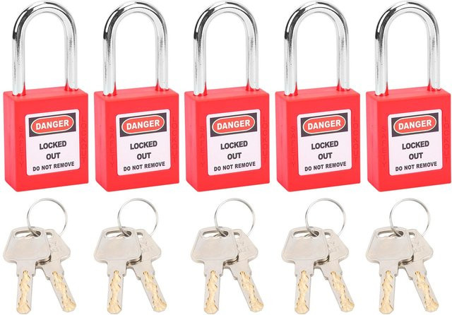 Koogeelife LOTO Lockout Lock Isolierung aus Nylon und Stahl, 38mm, Rot - Bild 1