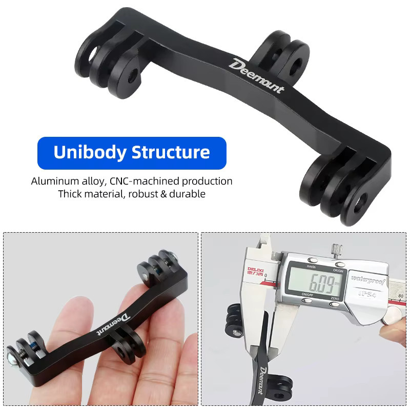 Dual Twin Metall Adapter für GoPro Schnittstelle zur Verlängerung von Fahrrad Computer Halterungen und Scheinwerfern in Schwarz - Bild 2