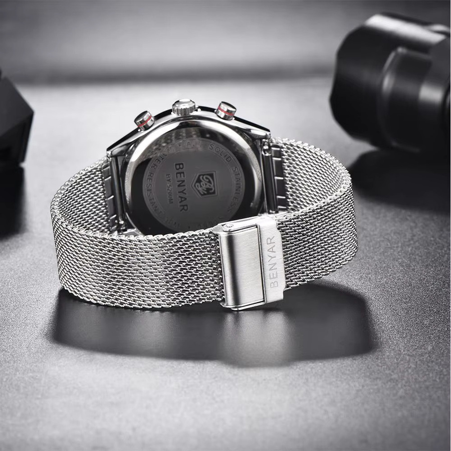 BENYAR Armbanduhr, Quarz, Edelstahl, Blau, Herren - Bild 4
