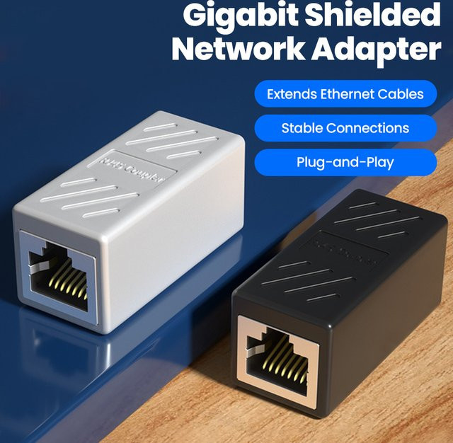 Olaf Gigabit RJ45 Ethernet Netzwerk Verlängerung Buchse auf Buchse Adapter in Schwarz oder Weiß - Bild 1