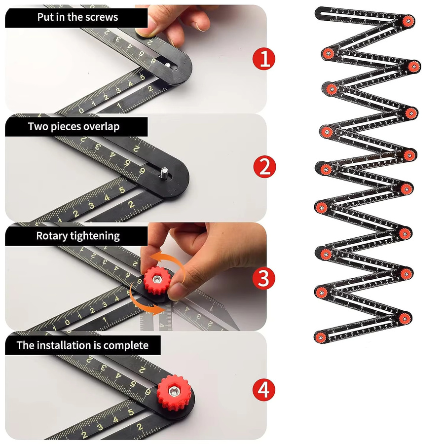 Multifunktionales Winkel-Lineal aus Aluminiumlegierung für DIY-Messungen und Winkelbestimmung - Bild 4
