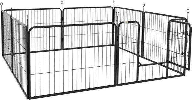 PawHut Welpenfreigehege Laufstall aus Metall in Schwarz B: 80 cm, H: 60 cm - Bild 1