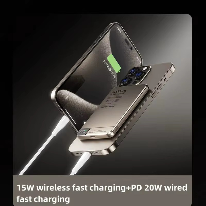 3-in-1 Magnetische Powerbank mit PD20W Schnellladegerät und MagSafe Kompatibilität für iPhone, iWatch und AirPods in Grau - Bild 4