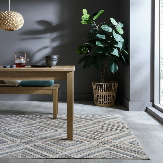 Teppich RIDGE von Kadima Design in Grau-Beige mit Rautenmuster, B/T: 194 x 290 cm - Bild 1