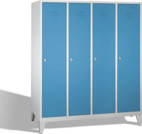 C+P Umkleidespind Classic mit 4 Abteilen auf Füßen, Korpus Lichtgrau und Front Lichtblau, H x B x T: 185 x 159 x 50 cm - Bild 1