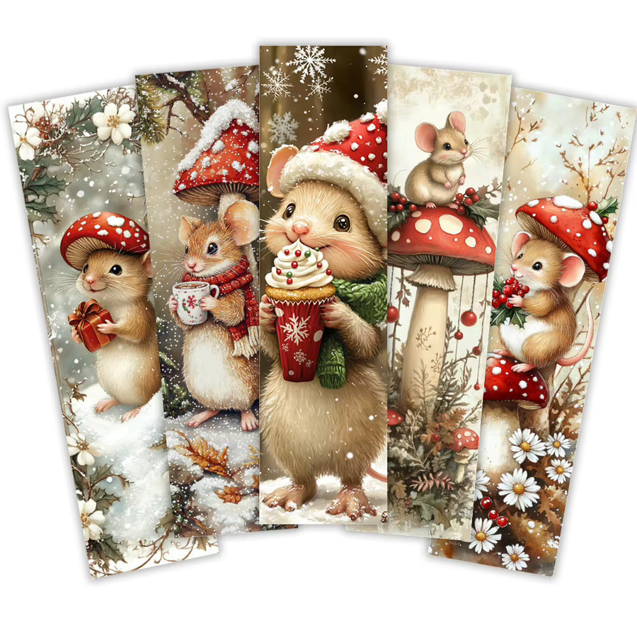 32 Stück Weihnachts-Lesezeichen mit Pilz- und Hamstermotiv in Mehrfarbig aus Papier - Bild 2