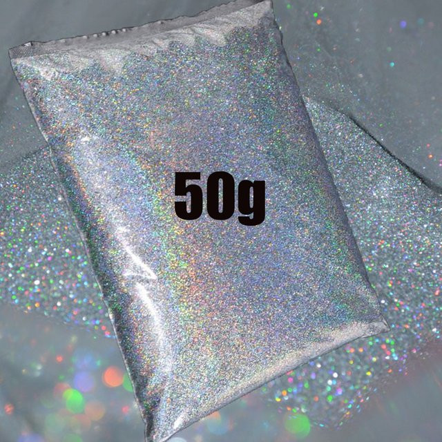 HotPress Glitter Pulver Silber Holographic, 50g, 0,2mm - Bild 1