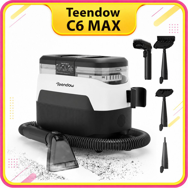 Teendow C6 MAX Teppichreinigungsmaschine in Weiß: 3-in-1 Polsterreiniger mit 1650W Dampf und 12000Pa Saugkraft inklusive Doppeltanks für Tierflecken - Bild 1