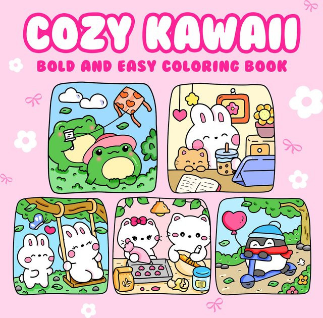 COSY KAWAII Malbuch für Erwachsene mit einfachen Mustern in Multicolour - Bild 1