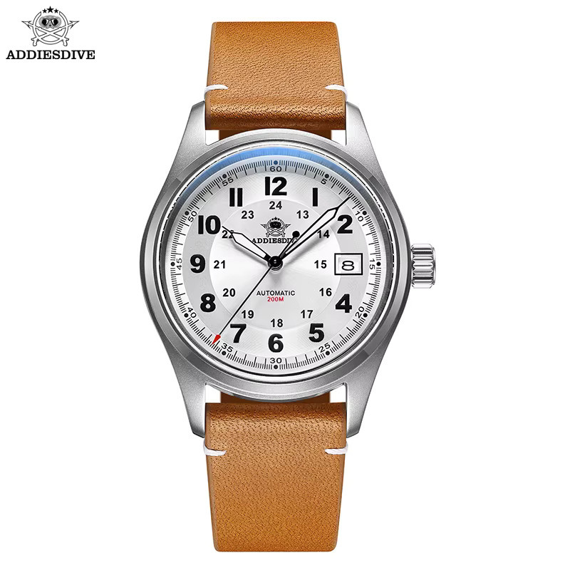 ADDIESDIVE Armbanduhr Automatik, Edelstahl, 39 mm, Lederarmband, Herren - Bild 1