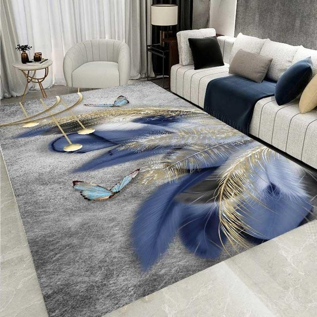 Lodestar Teppich mit Feder-Muster in Grau und Multicolour, weiche und rutschfeste Bodenmatte aus Polyester, B/H: 60 x 40 cm - Bild 1