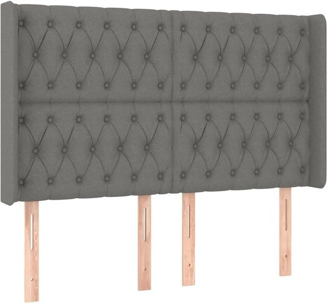 vidaXL Kopfteil mit Ohren in Dunkelgrau, gepolstertes Stoff-Kopfteil, B/T/H: 163 x 16 x 118/128 cm - Bild 1