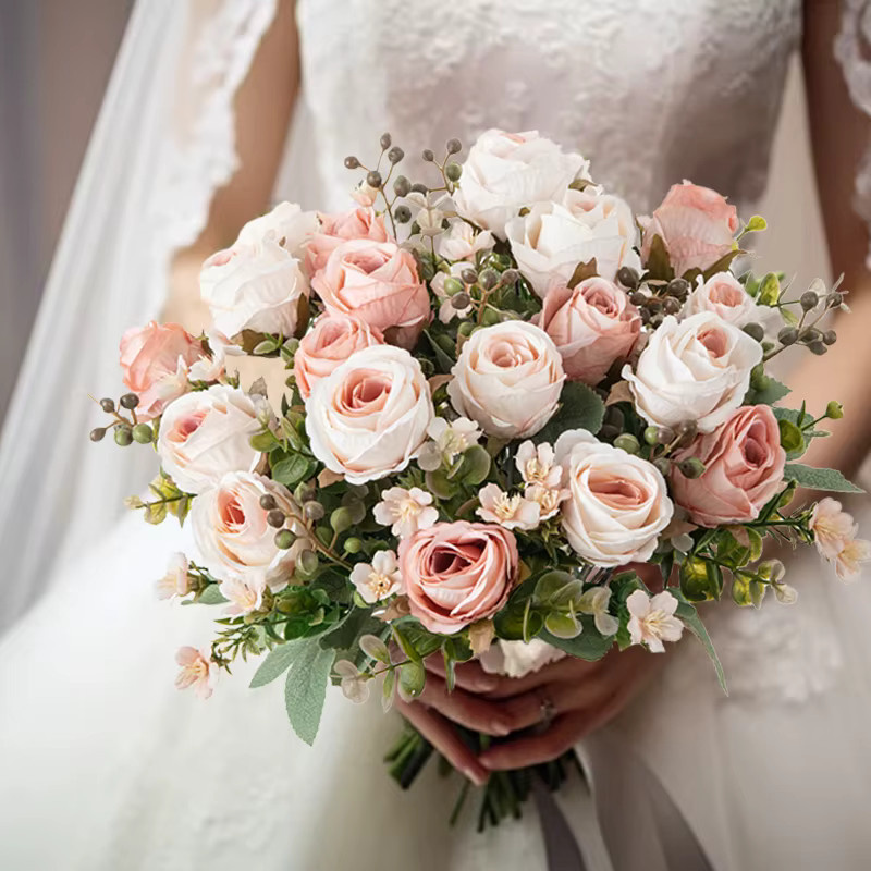ZQCY Künstliche Seidenrose in Blau als Brautstrauß und Dekoration für Hochzeit, Festival und Garten - Bild 2