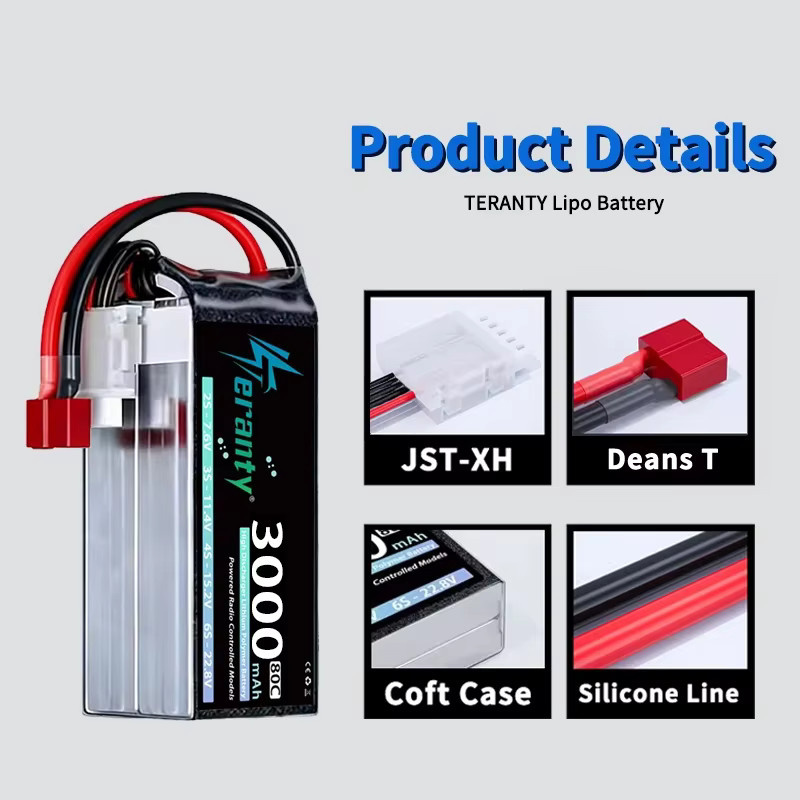 2 Stück TERANTY LiPo-Akku 4S 3000mAh mit XT60 Stecker für FPV Drohne Flugzeug RC Auto Boot in Schwarz - Bild 2