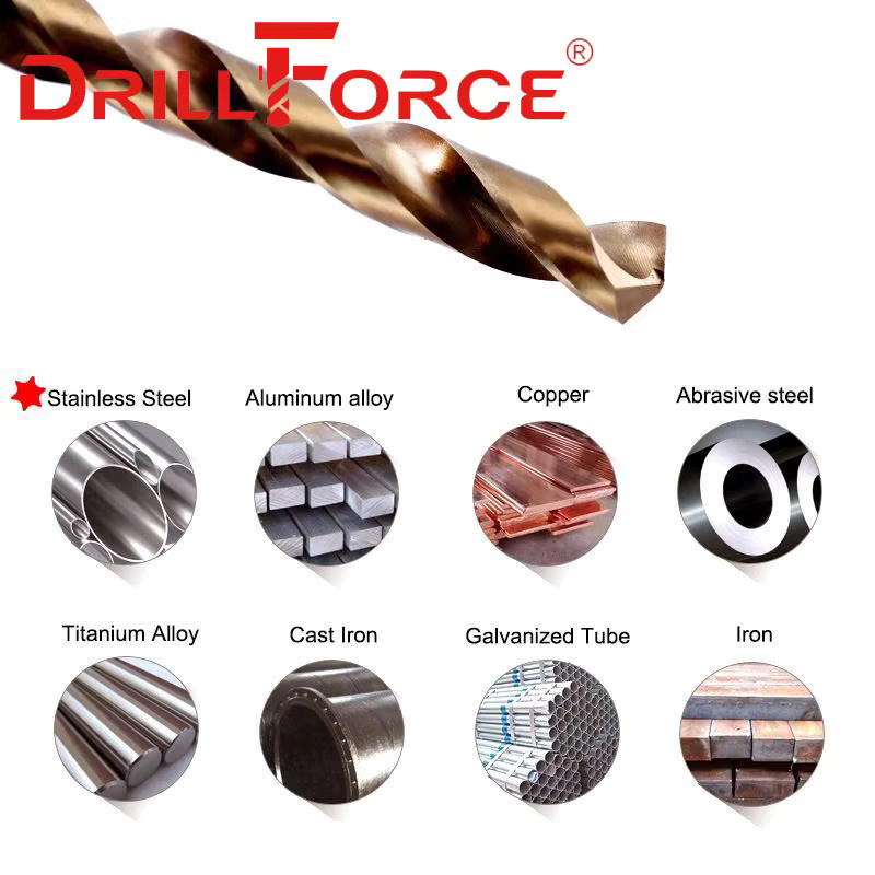 DRILLFORCE 10er Set HSS-CO Kobalt Spiralbohrer für Edelstahl, Farbe: Silber, Durchmesser: 0,5 mm bis 8,0 mm - Bild 2