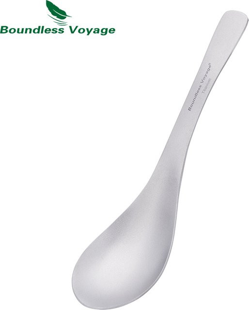 Boundless Voyage Titanlöffel mit Tragetasche in Silber Matt, Outdoor-Besteck aus Metall für Camping und Reisen, Ti1067T - Bild 1