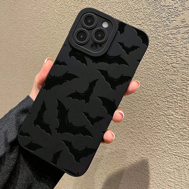Silikon-Handyhülle mit Fledermaus-Print für Samsung Galaxy S26 S25 S24 S23 S22 Ultra Plus FE A56 A55 A54 A53 A36 A35 A34 5G in Schwarz - Bild 1