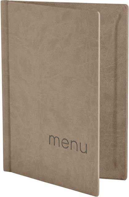 VEGA Klemmbinder Perron mit Prägung MENU in A4, Farbe: Taupe/Beige, B: 22,5 cm, H: 30,5 cm - Bild 1