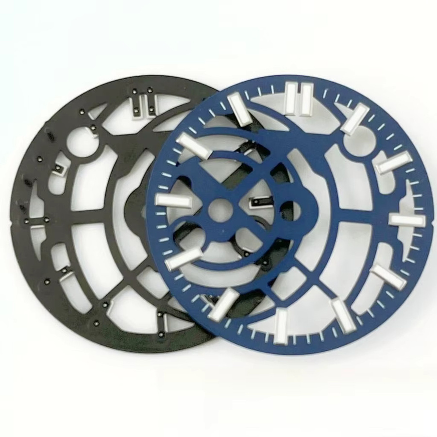 RICHUS Uhrenzifferblatt Skelett, Schwarz, Blau, 28,5 mm, Unisex - Bild 3