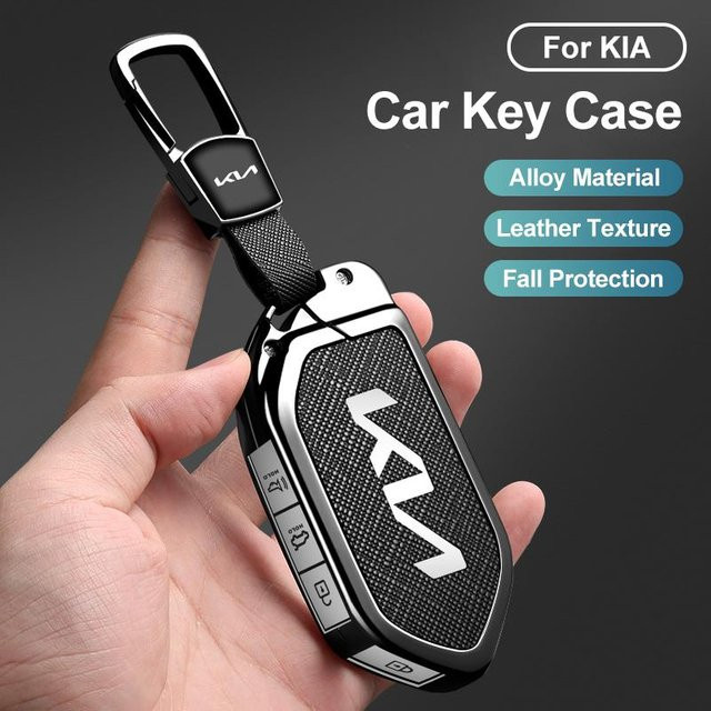 Kia Autoschlüssel Hülle aus Zinklegierung für EV9, Picanto, Carnival, Seltos, Sorento und K5 in Grau - Bild 1