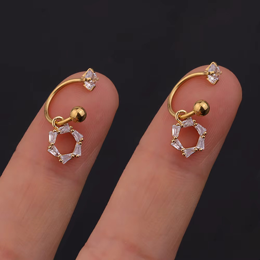 Maodane Ohrstecker Edelstahl, Kristall Zirkonia, Gold, Damen - Bild 1