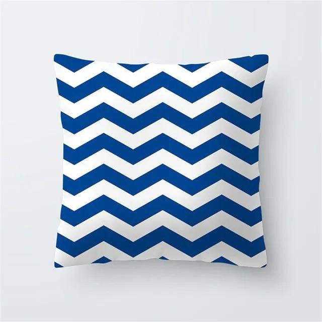 Dekorativer Kissenbezug mit Segelboot-Anker und Meeresleben Motiv in Blau, B/T/H: 50 x 50 x 0 cm - Bild 1