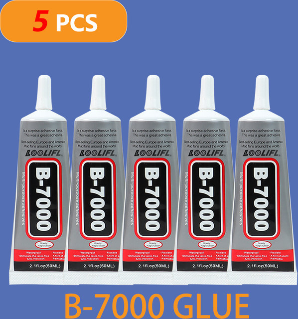 LOOLIFL B7000 Klebstoff Set, 5 Stück à 110 ml, wasserfester Reparaturkleber für Touchscreens von Mobiltelefonen, transparent - Bild 1