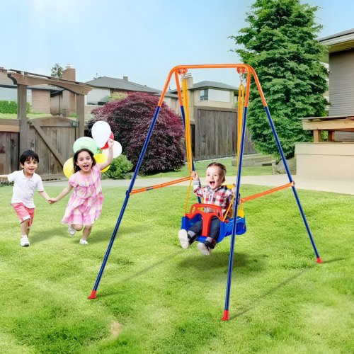 VEVOR 3-in-1 Schaukel-Set für Kinder und Jugendliche mit faltbarem Metallständer und 4 Sandsäcken, Mehrfarbig - Bild 1
