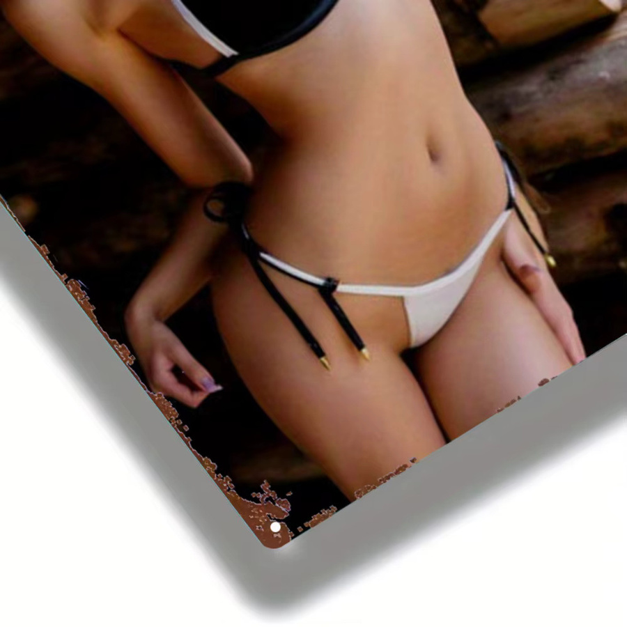 HELLOYOUNG Metallschild Wanddekoration Sexy Girl Wooden Cabin Vintage Bar Garage Art, Mehrfarbig, Breite: 30 cm, Höhe: 20 cm - Bild 5