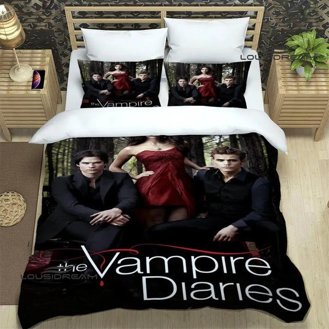 Gu Tao Bettwäsche-Set The Vampire Diaries Damon Salvatore, Schwarz, 3-teilig, B: 264 cm, H: 228 cm, B: 228 cm - Bild 1
