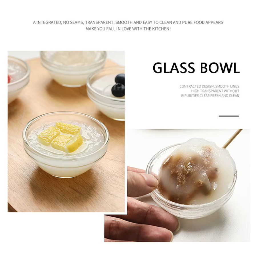 Bozai 3er-Set hitzebeständige Kuchenschüsseln aus Glas in transparent, vielseitige Dessert- und Salatbehälter - Bild 3