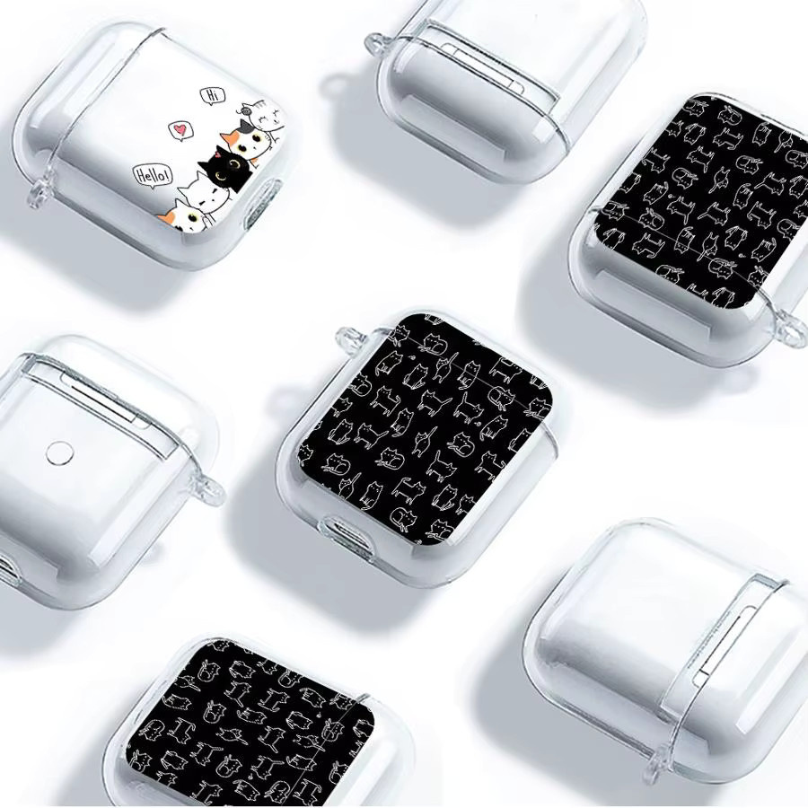 Transparente Kopfhörerhülle mit Cat-Line-Design für Apple AirPods Pro und AirPods 4 - Bild 2