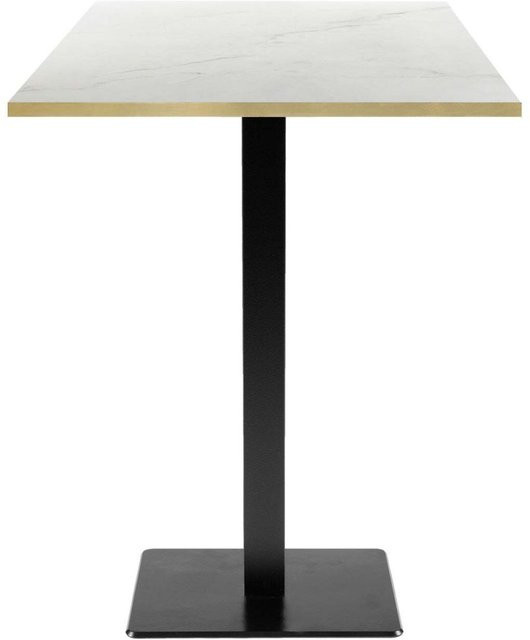 RestooTab Stehtisch Milan quadratisch in Weiß, Beige und Schwarz mit messingfarbenen Kanten, B/T/H: 60 x 60 x 113 cm - Bild 1