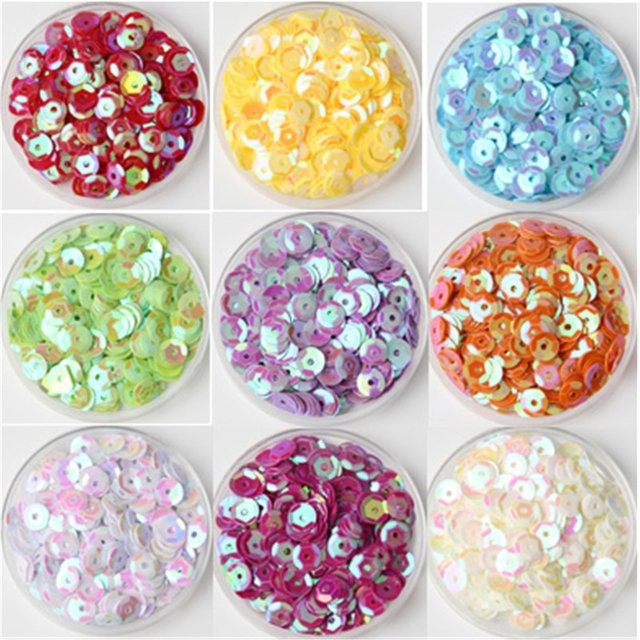 Bunte Pailletten aus PVC für Handwerk und Bekleidung, runde Form, verschiedene Größen 4mm, 5mm und 6mm, 10g - Bild 1