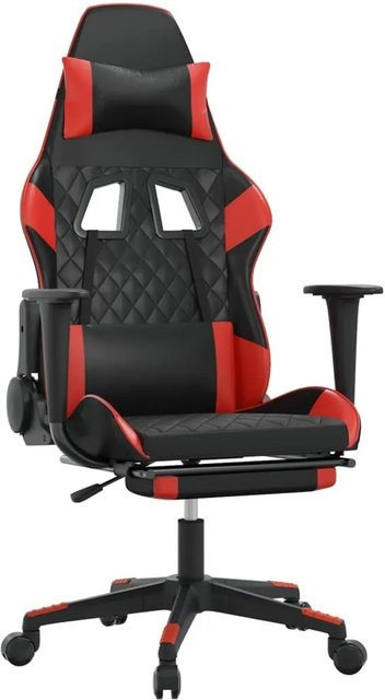 vidaXL Gaming-Stuhl Modell 3 in Schwarz und Rot aus Kunstleder mit Massagefunktion und Fußstütze - Bild 1