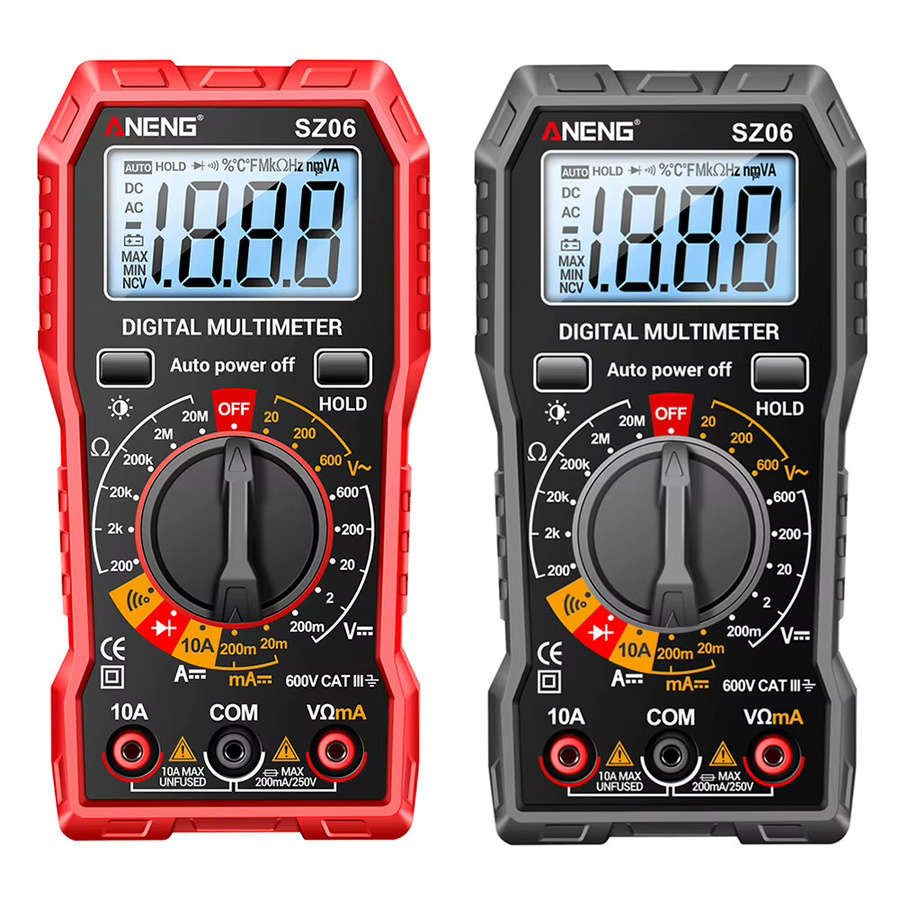 ANENG SZ06 Digitalmultimeter in Schwarz mit 1999 Zählung, AC/DC Amperemeter, 600 V Voltmeter, Widerstandsmesser und Diodentest mit LCD-Hintergrundbeleuchtung - Bild 2