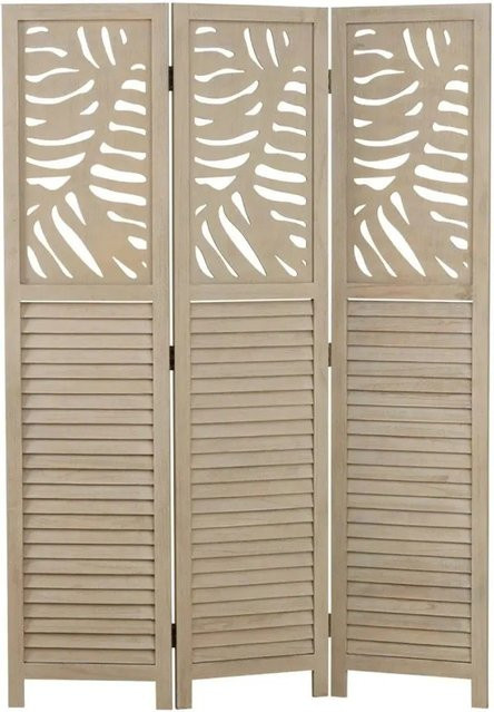 Homestyle4u 3-tlg. Paravent aus Holz in Braun und Beige mit dekorativem Muster, B: 120 cm, H: 170 cm - Bild 1