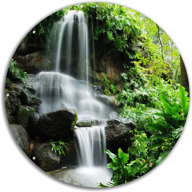 Wallario Gartenposter Sturzbach im Grünen, Farbe: Grün, Breite: 80 cm, Höhe: 120 cm - Bild 1