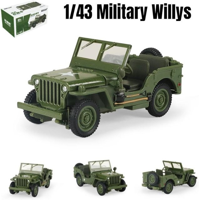 Linyi toy car Jeep Willys Militär Armee, Spielzeugauto, 1:43, Metall, ab 14 Jahren - Bild 1