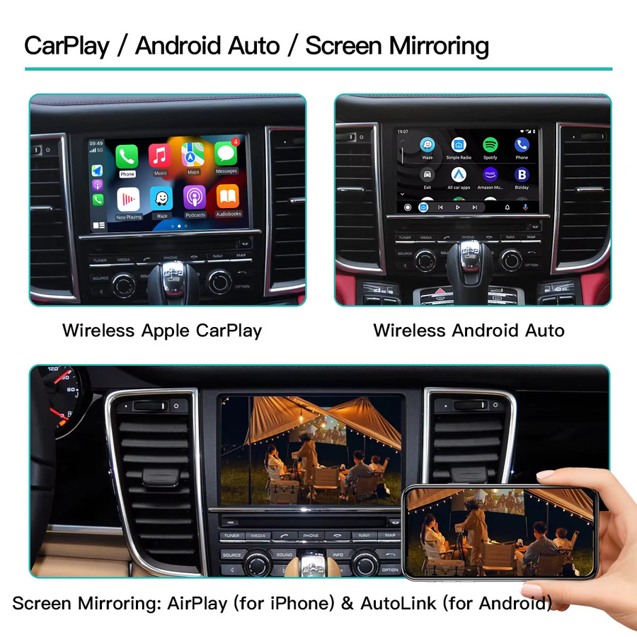 AUTOABC Kabelloses CarPlay und Android Auto Interface für Porsche Panamera Cayenne Macan Cayman 911/918 PCM 3.1 mit Mirror Link, AirPlay und Kamera-Unterstützung in Schwarz - Bild 3