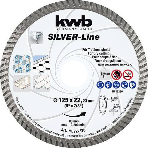 Kwb Diamanttrennscheibe für Fliesen in Silber, Durchmesser: 125 mm, Bohrungs-Ø: 22,23 mm - Bild 1