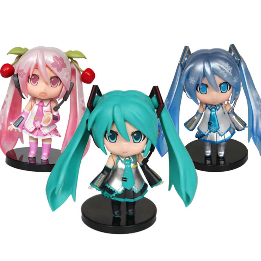 Bandai Anime Figur Hatsune Miku Mini Charakter Ornament in Rosa und Grün als Tischdekoration - Bild 2