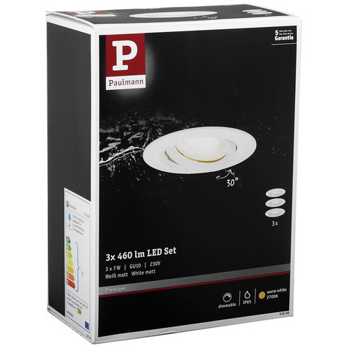 PAULMANN LED-Einbauleuchte Nova, GU10, rund, silberfarben, dimmbar, inkl. Leuchtmittel in warmweiß - Bild 2