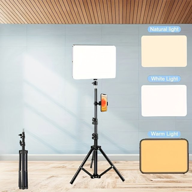 Video-Fülllicht 10,0 Zoll mit verstellbarem Stativständer 110 cm für Studio-Blitzfotografie und Make-up in Schwarz oder Weiß - Bild 1