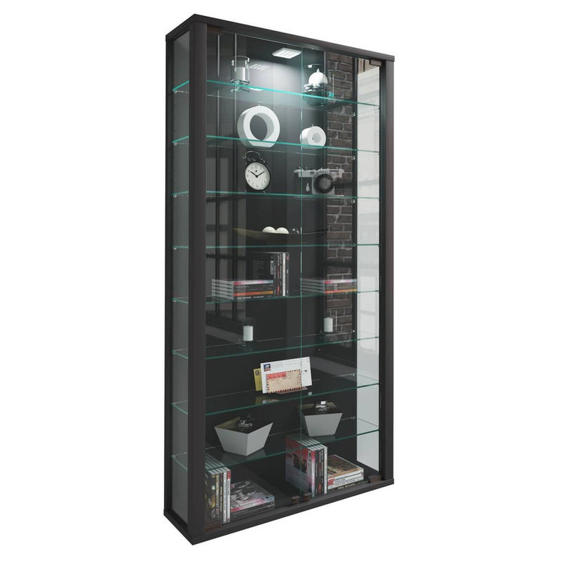 VCM Wandvitrine Vitrosa Maxi in Schwarz mit ESG-Sicherheitsglas und 8 Glasböden, B/T/H: 59 x 18 x 113 cm - Bild 5